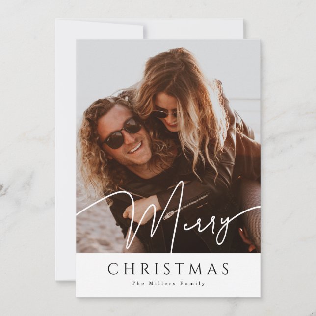 Feliz Navidad Elegante collage 4 Photo Holiday Ca (Anverso)