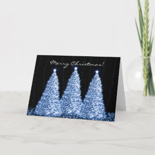 Feliz Navidad Elegante Esparkle Trees Azul