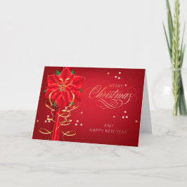 Feliz Navidad Elegante Flor de Poinsettia Roja