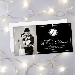 Feliz Navidad Elegante foto de Monograma Negro