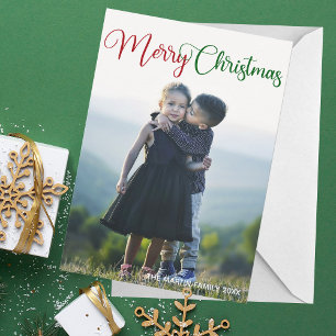 Feliz Navidad Elegante foto de tipografía verde ro