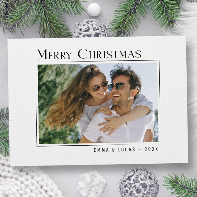 Feliz Navidad Elegante foto Minimalista moderna (Available in high quality print or digital download for quick text messaging, email or self print.)