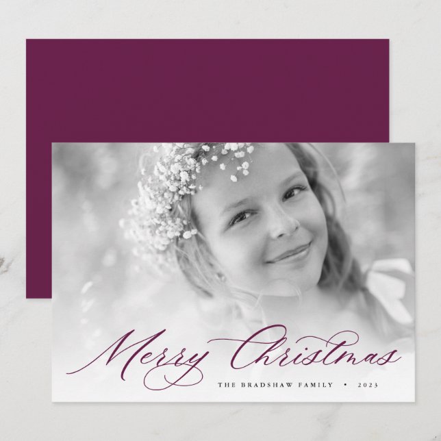 Feliz Navidad | Elegante Foto Script (Anverso / Reverso)