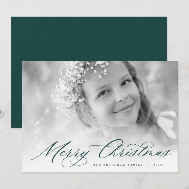Feliz Navidad | Elegante Foto Script (Anverso / Reverso)