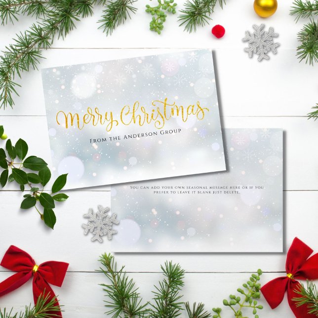 Feliz Navidad Elegante Gold Script Business (Subido por el creador)