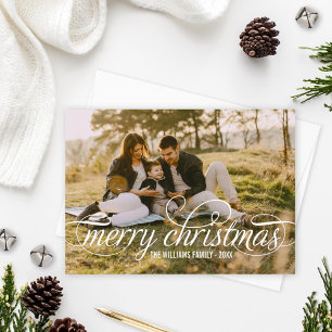 Feliz Navidad Elegante Guión Blanco