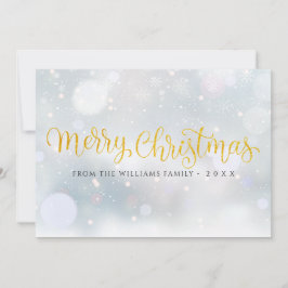 Feliz Navidad Elegante Guión Dorado Copos de Nieve