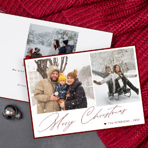 Feliz Navidad elegante guión simple 3 foto roja