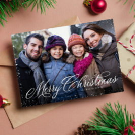 Feliz Navidad elegante guión una foto nieve