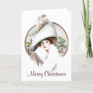 Feliz Navidad Elegante Lady Gorra Holly Vintage