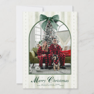 Feliz Navidad Elegante Lazo Verde