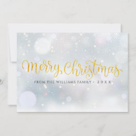 Feliz Navidad Elegante Letra Dorada Copos de Nieve