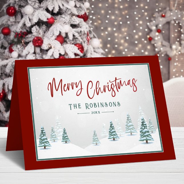 Feliz Navidad Elegante País Árbol de Spruce Invier (Available in high quality print or digital download for quick text messaging, email or self print.)