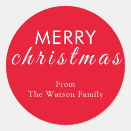 Feliz Navidad Elegante Pegatina de guiones redondo
