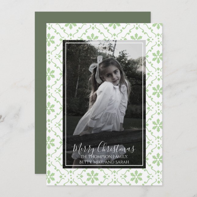 Feliz Navidad Elegante Script Foto Snowflake (Anverso / Reverso)