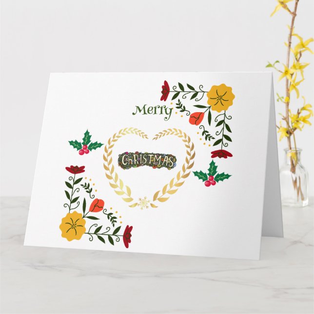 Feliz Navidad Elegantes tarjetas de moda de vacaci (flor amarilla)