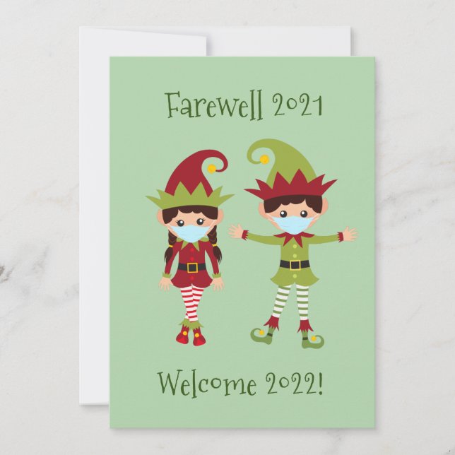 Feliz Navidad Elf Funny Face Mask Adiós 2021 (Anverso)