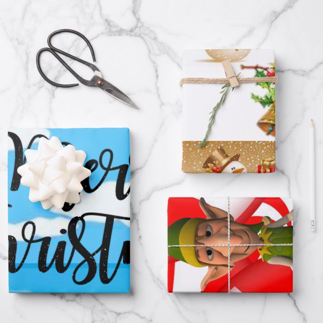 Feliz Navidad Elf, Snowman envía papel envuelto (Anverso)