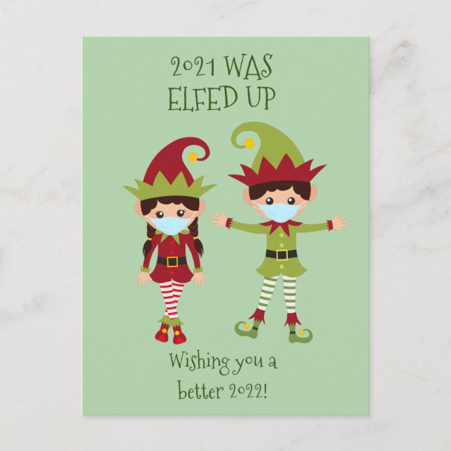 Feliz Navidad Elfed Up Funny Face Mask 2021 (Anverso)