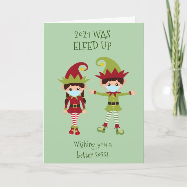 Feliz Navidad Elfed Up Funny Face Mask 2021 (Anverso)