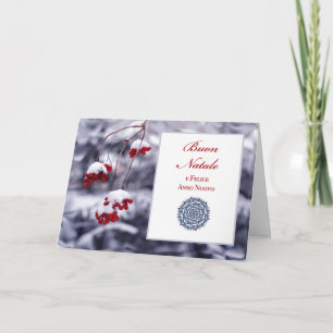 Feliz Navidad en Berries italianos en la nieve