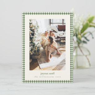Feliz Navidad en Cuadros de Gingham Verde Foto de