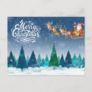 Feliz navidad en el bosque de nieve y Santa en Sle