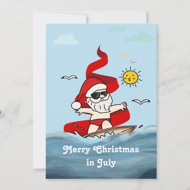 Feliz Navidad En Julio Surfing Santa Claus (Anverso)