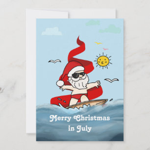 Feliz Navidad En Julio Surfing Santa Claus