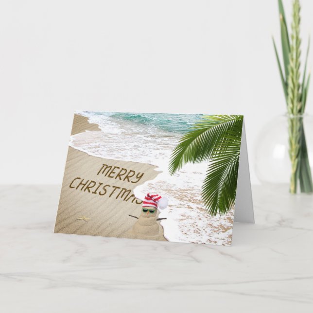 Feliz Navidad en la costa con hombre de arena (Anverso)