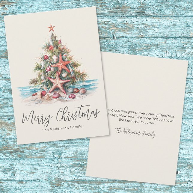 Feliz Navidad en la playa (Beach Merry Christmas Holiday Card)