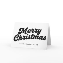 Feliz Navidad en letra script retro en negro y bla