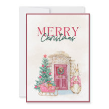 Feliz Navidad en letra script rosa de granja vinta