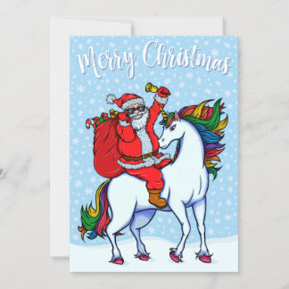 Feliz Navidad en Santa Riding Unicorn