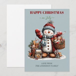 Feliz Navidad en tarjeta de felicitación de muñeco