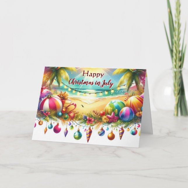 Feliz Navidad en Tarjeta de Vacaciones Tropicales  (Anverso)