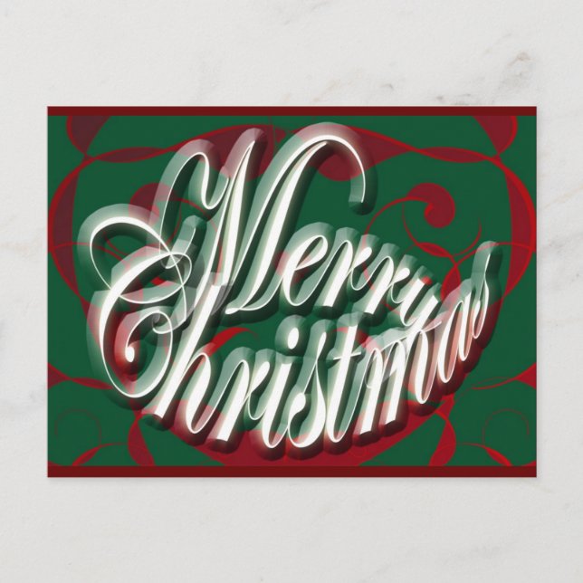 Feliz Navidad en Tarjeta Postal Verde (Anverso)