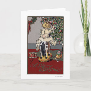 Feliz Navidad en un caballo rocoso