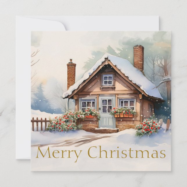 Feliz Navidad en un paisaje nevado (Anverso)