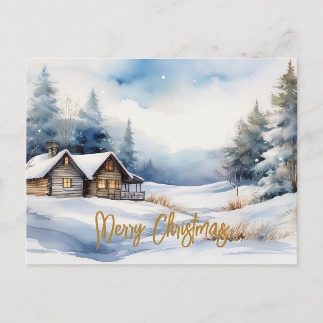 Feliz Navidad en un paisaje nevado (Anverso)
