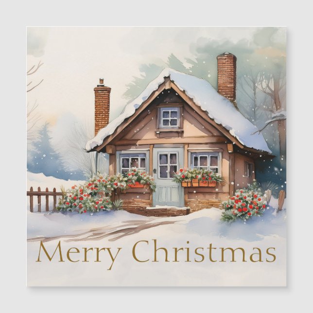 Feliz Navidad en un paisaje nevado (Anverso)