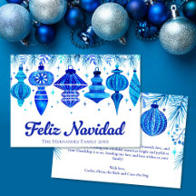 Feliz Navidad en una familia de color azul
