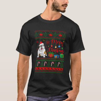 Feliz Navidad English Bulldog Suéter Feo Sombrero 