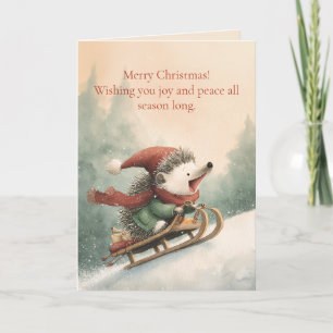 Feliz Navidad erizo acuarela