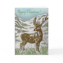 Feliz Navidad Escocés Deer Snowy Glen Linocut