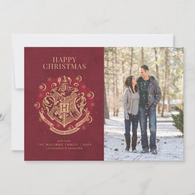 Feliz Navidad | Escudo de HOGWARTS™ Foto Familiar (Anverso)