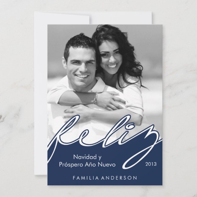 Feliz Navidad Español Felices Fiestas {azul} (Anverso)