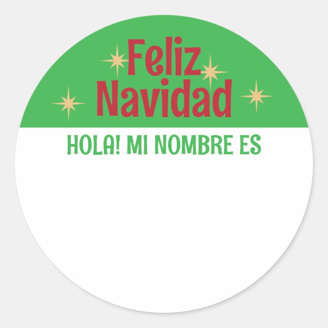 Feliz Navidad Español Hola Etiqueta (Anverso)