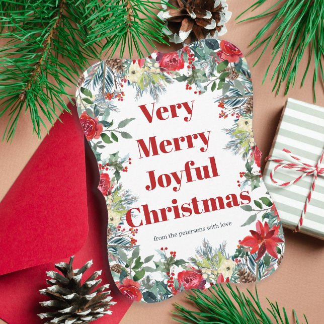 Feliz Navidad estacional de flores rojas verde (Subido por el creador)