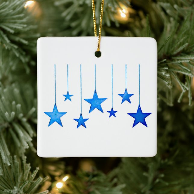 Feliz Navidad Estrella azul Decoración con texto (Árbol)